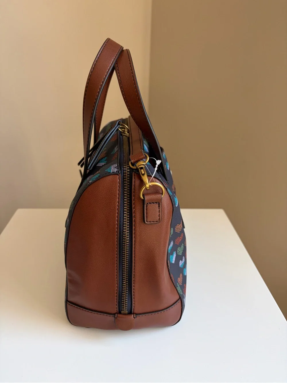 Fossil Sydney Satchel Heart Print NWOT
